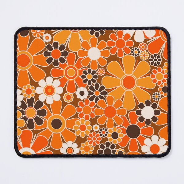 Item preview, Retro Garden Flowers Groovy Floral Cheerful 60s 70s Pattern 2 in 1970s Orange Brown Cream Beige designed and sold by kierkegaard.
