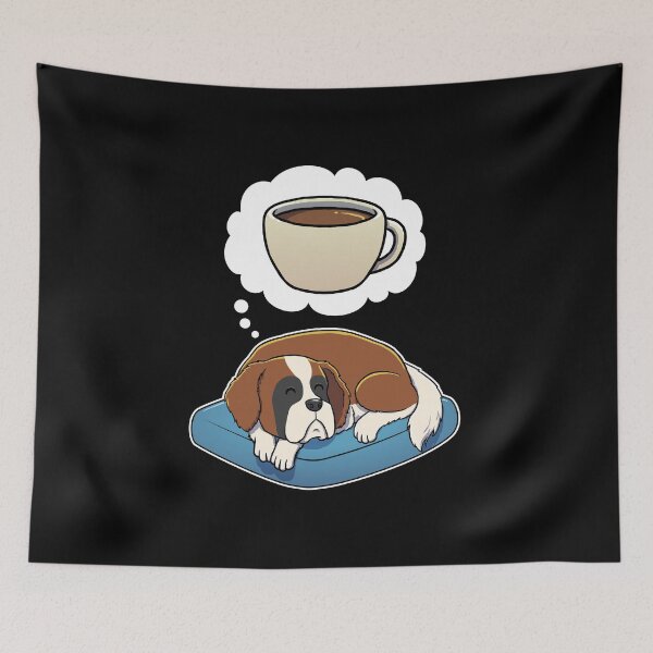 Item preview, St Bernard dreaming about Coffee designed and sold by DoggieDelights.