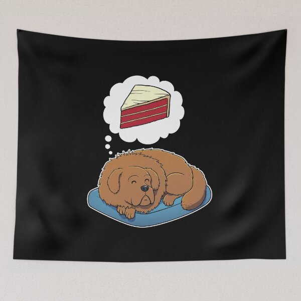 Item preview, Tibetan Mastiff dreaming about Red Velvet Cake designed and sold by DoggieDelights.