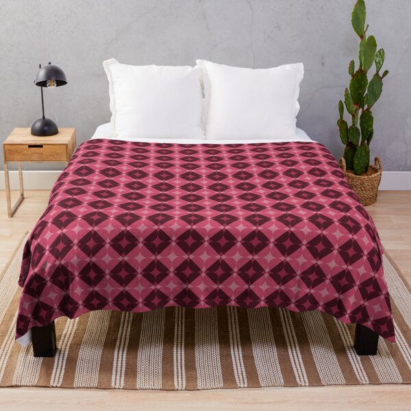 Trendy Retro Bright Red Geometric Shape Pattern. Throw Blanket