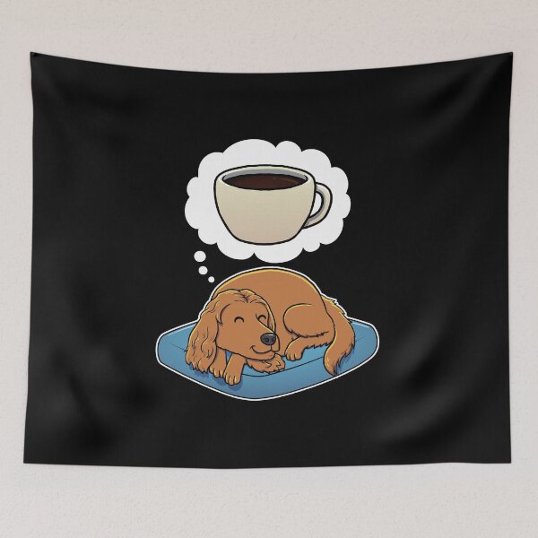 Item preview, English Cocker Spaniel dreaming about Black Coffee designed and sold by DoggieDelights.
