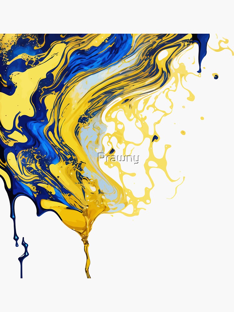 Light blue and gold ink watercolor splash collection By Old