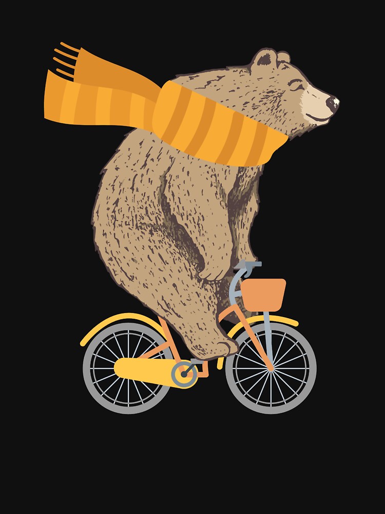 T-Shirt - Happy Grizzly Bear Cycling, Mountain Bike Bicycle