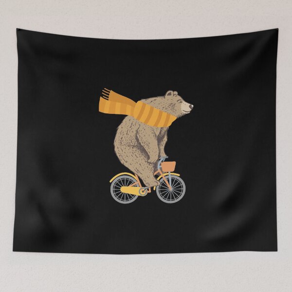 Item preview, Happy Grizzly Bear Cycling, Mountain Bike Bicycle, Bear Cycling, Barnabus,bear cycling,bear on bike,cyclist bear,bear,bike designed and sold by RedArtsDesign.