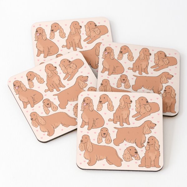 Item preview, Red english cocker spaniel illustration pattern  designed and sold by Yarafantasyart.