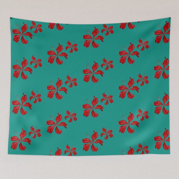 Item preview, Hibiscus on Teal Blue  designed and sold by Bluematerials.