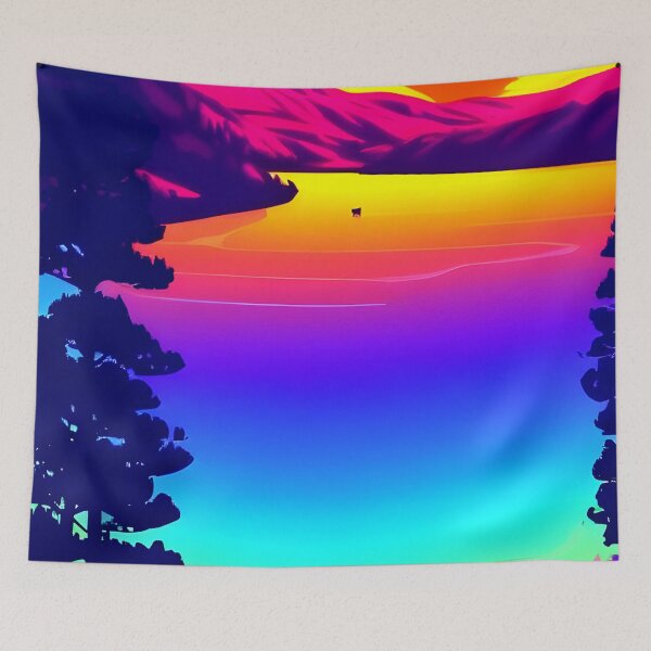 Item preview, Elevate Your Home's Style with Our Chic Minimalist Landscape Retrowave Art Print designed and sold by supeart.