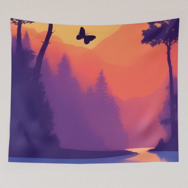 Item preview, Add a Touch of Beauty and Tranquility to Your Life with Our Gorgeous Minimalist Landscape Butterfly Prints designed and sold by supeart.