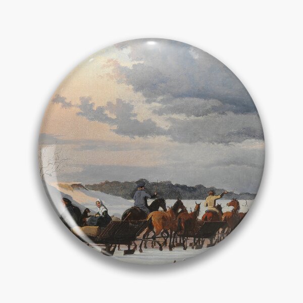 Item preview, Winter scenery - Swedish sledges on their way back after having sold goods in Copenhagen. The slope at Skovshoved by Johan Lundbye designed and sold by AR-shop.