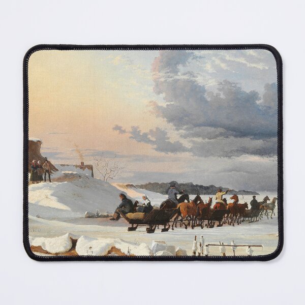 Item preview, Winter scenery - Swedish sledges on their way back after having sold goods in Copenhagen. The slope at Skovshoved by Johan Lundbye designed and sold by AR-shop.