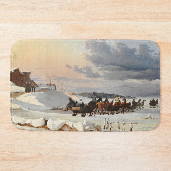 Item preview, Winter scenery - Swedish sledges on their way back after having sold goods in Copenhagen. The slope at Skovshoved by Johan Lundbye designed and sold by AR-shop.