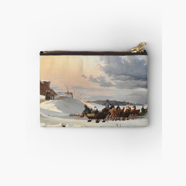 Item preview, Winter scenery - Swedish sledges on their way back after having sold goods in Copenhagen. The slope at Skovshoved by Johan Lundbye designed and sold by AR-shop.