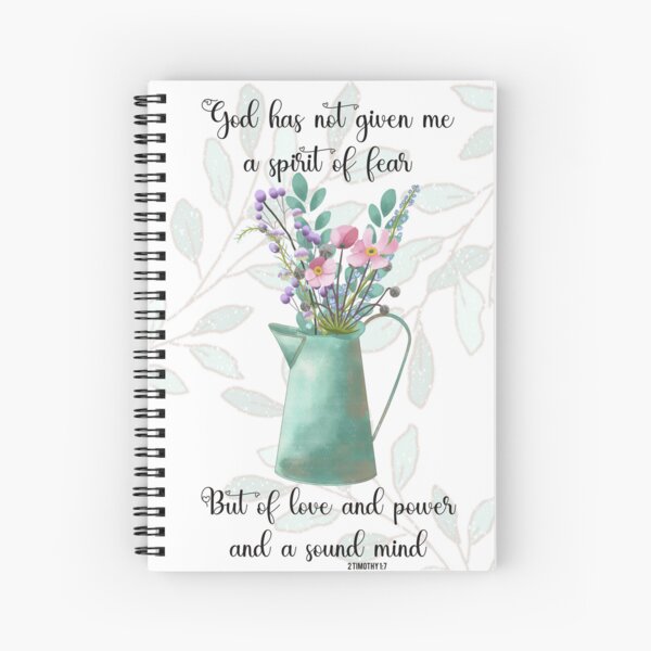 Bible verse print/Pot of flowers/soft leaf background Spiral Notebook