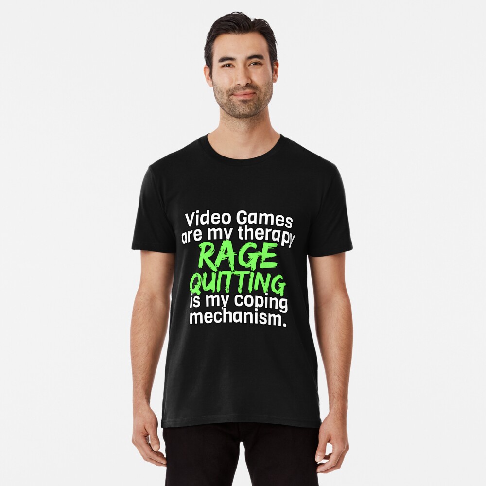 Rage Quitting Angry Video Game Nerd Gamer White Green on Black