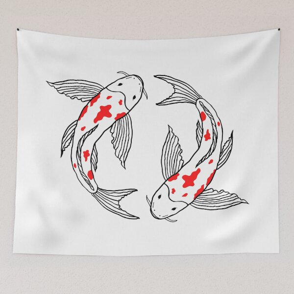 Item preview, Koi fish white & red beautiful design for apparels & stickers  designed and sold by ZenDesigner.