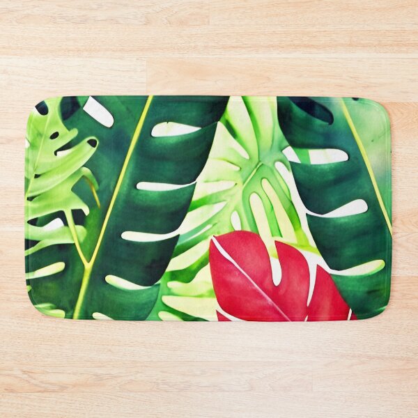 Item preview, Red Green Monstera Leaves - Tropical Leaf Pattern designed and sold by Ascooepics.
