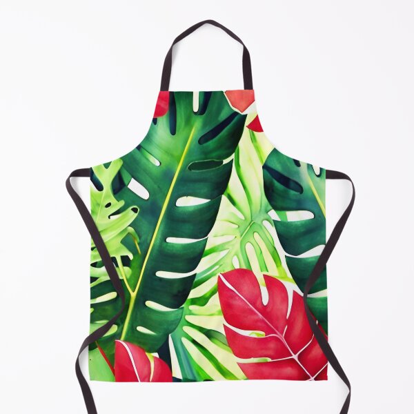 Item preview, Red Green Monstera Leaves - Tropical Leaf Pattern designed and sold by Ascooepics.