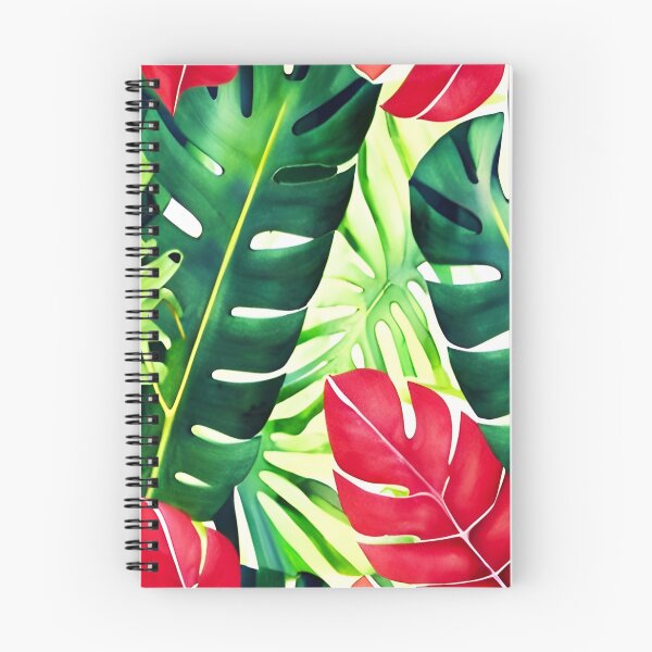 Item preview, Red Green Monstera Leaves - Tropical Leaf Pattern designed and sold by Ascooepics.