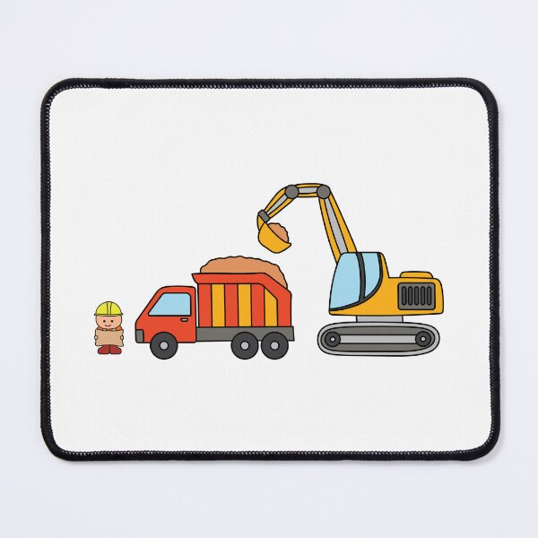 Item preview, Kids drawing construction set dump truck with excavator and construction worker holding a map designed and sold by wordspotrayal.