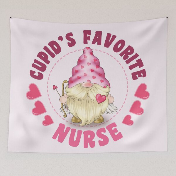 Item preview, Cupid's Favorite Nurse ( USA Spelling) - Pink gnome design for Valentines Day! designed and sold by TaraGbear.