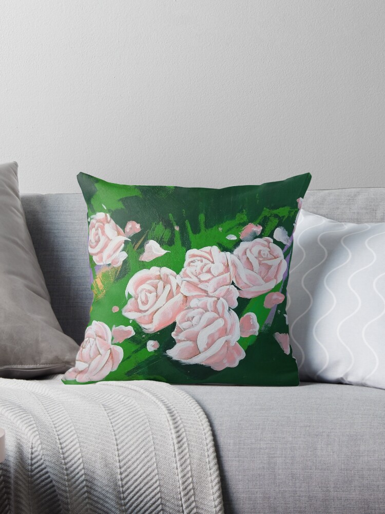 Thumbnail 1 of 3, Throw Pillow, Rose, dipinto a mano, romantico designed and sold by angelorossiart.