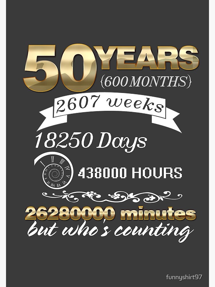 Celebrate the 50th birthday in months/weeks/days/hours/minutes