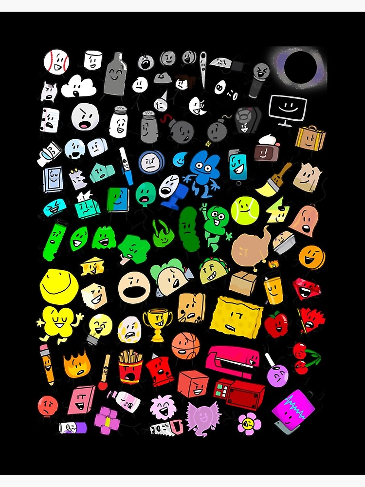 BFDI All Characters (Transparent) | Art Board Print