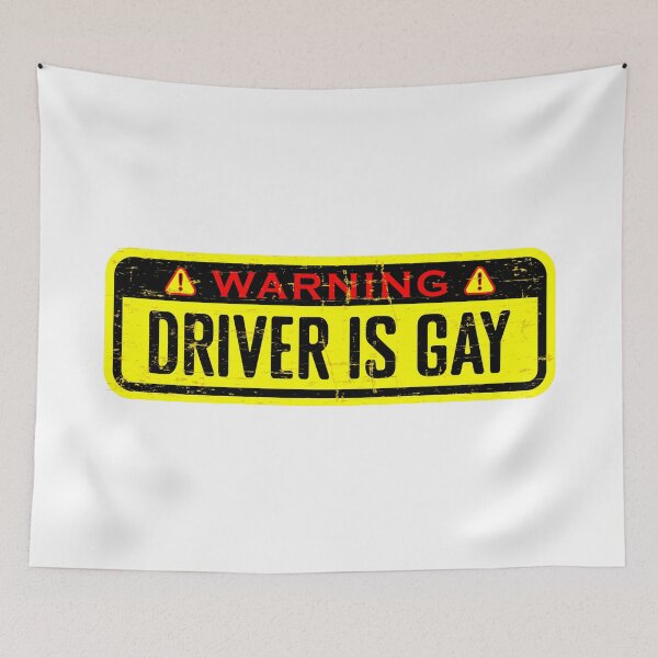Item preview, human warning label driver is gay, anti gay tesla bumper designed and sold by ramwebroom.