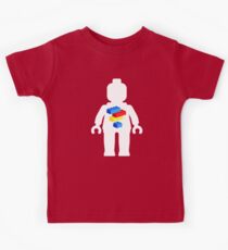 White Minifig with Bricks Logo by Customize My Minifig Kids Tee