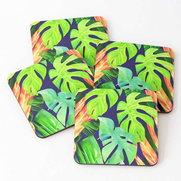 Item preview, Monstera Leaves - colorful tropical leaf pattern designed and sold by Ascooepics.