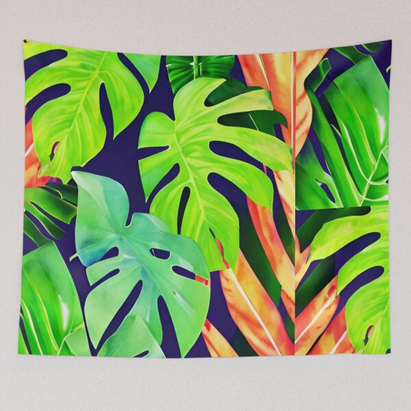 Item preview, Monstera Leaves - colorful tropical leaf pattern designed and sold by Ascooepics.