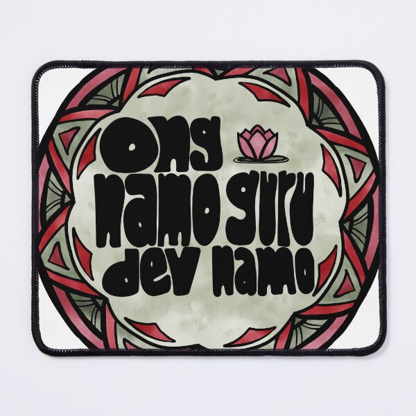 Item preview, Ong namo guru dev namo Mandala Red green watercolor  designed and sold by wordznart.