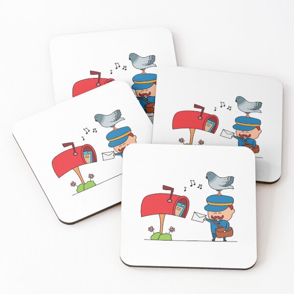 Item preview, kids drawing cute mailman with pigeon designed and sold by wordspotrayal.