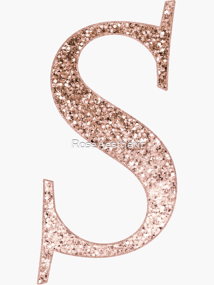 A Rose Gold Glitter Monogram Letter Sticker By Roseaesthetic Redbubble