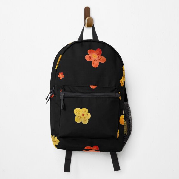 Item preview, Flower red yellow orange simple seamless pattern black designed and sold by Yana Mustafina | Boho Soulful Designs.