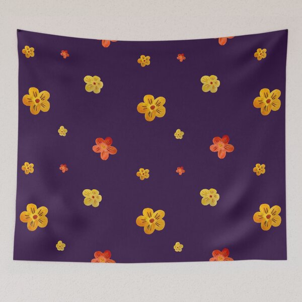 Item preview, Flower red yellow orange simple seamless pattern violet designed and sold by Yana Mustafina | Boho Soulful Designs.