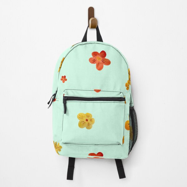 Item preview, Flower red yellow orange simple seamless pattern mint designed and sold by Yana Mustafina | Boho Soulful Designs.