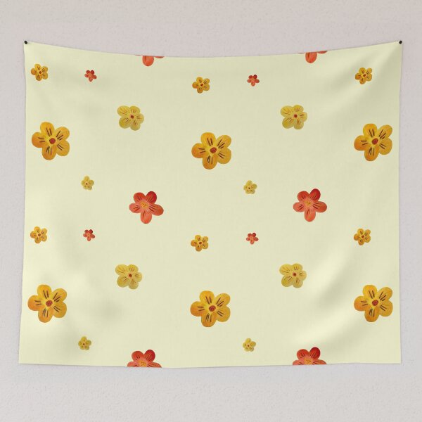 Item preview, Flower red yellow orange simple seamless pattern yellow designed and sold by Yana Mustafina | Boho Soulful Designs.