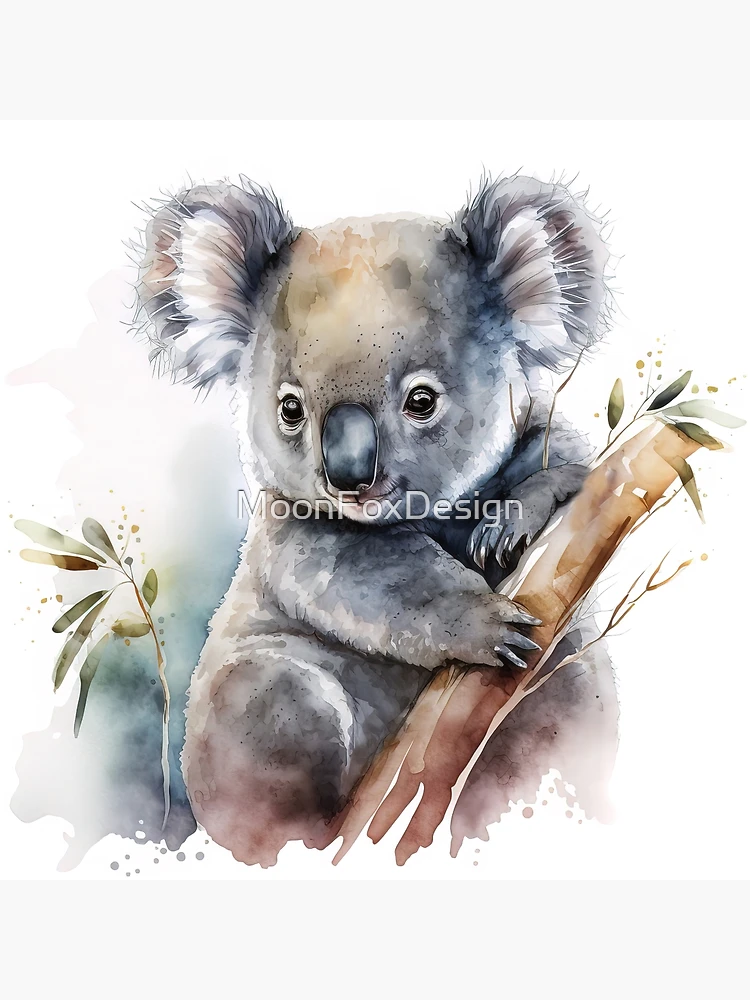 Watercolor Baby Koala Art Print painting Little Australia animals Summer  nature Artwork Jungle Exotic Koala bear Art Print by Nekotangerine