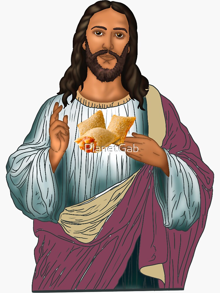 "Jesus loves pizza rolls" Sticker for Sale by Redbubble