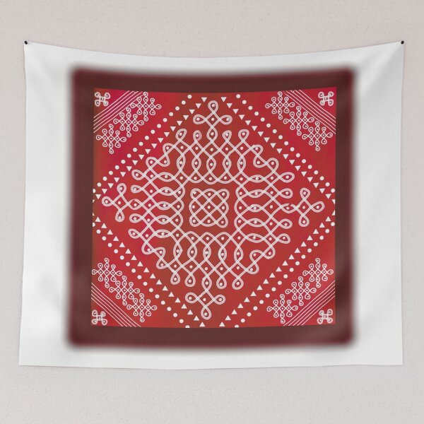 Item preview,  Dot kolam/muggu maroon tile designed and sold by ShreecreatE.