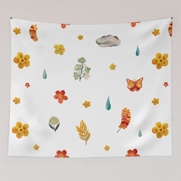 Item preview, Flower butterfly drop cloud cute seamless pattern designed and sold by Yana Mustafina | Boho Soulful Designs.