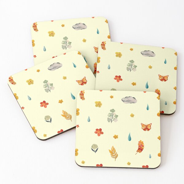 Artikelvorschau, Flower butterfly drop cloud cute seamless pattern yellow entworfen und verkauft von Yana Mustafina | Boho Soulful Designs.