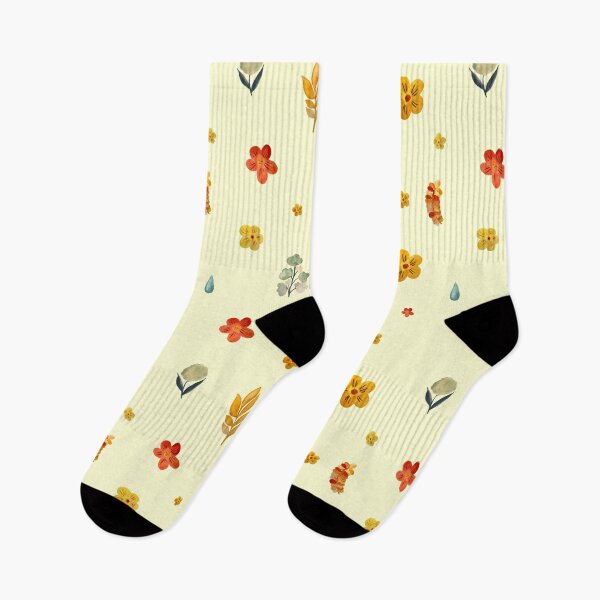 Item preview, Flower butterfly drop cloud cute seamless pattern yellow designed and sold by Yana Mustafina | Boho Soulful Designs.