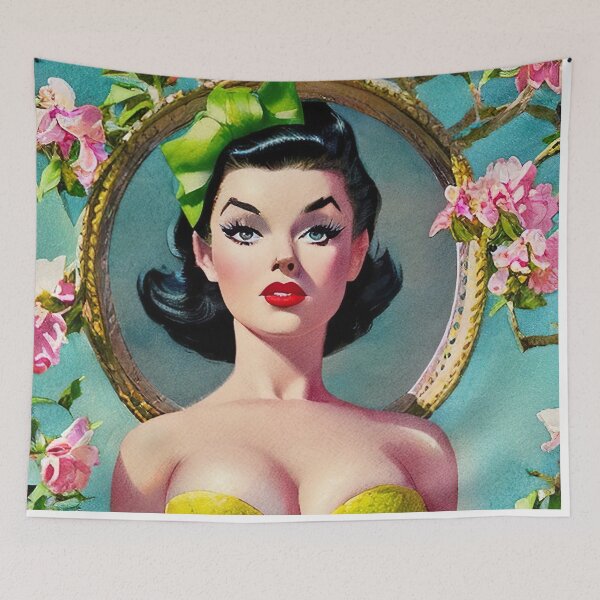 Item preview, Floral Mystery - Pinup Girl designed and sold by cutestpinups.