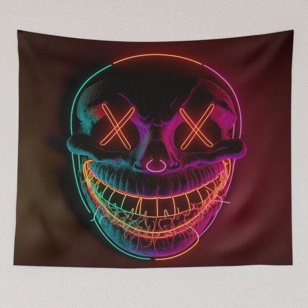 Item preview, Cross Smiley Face In Neon designed and sold by letsgetinspired.