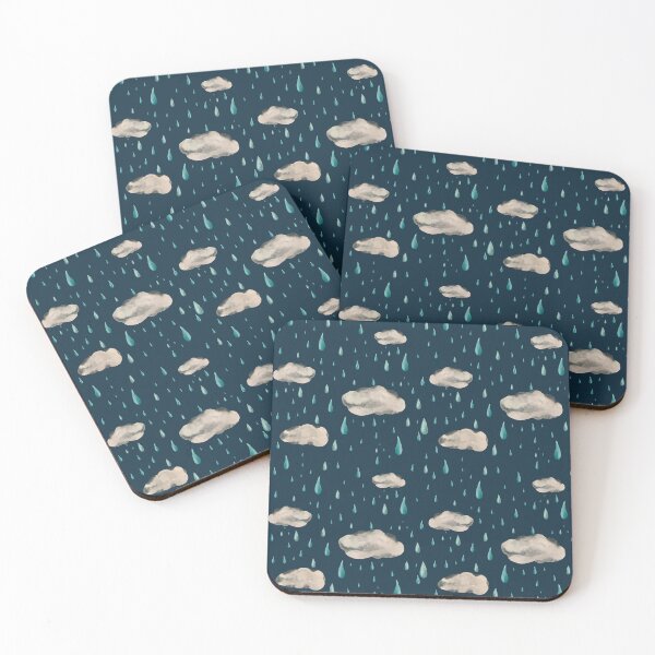 Item preview, Cloud rainy grey drop seamless pattern watercolor blue designed and sold by Yana Mustafina | Boho Soulful Designs.
