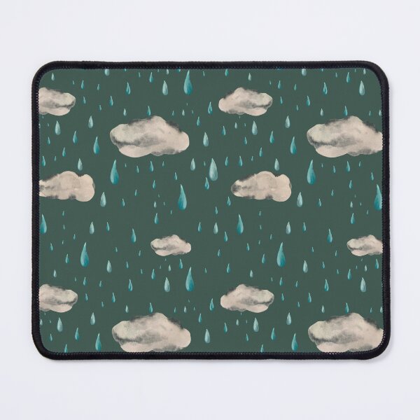 Item preview, Cloud rainy grey drop seamless pattern watercolor green designed and sold by Yana Mustafina | Boho Soulful Designs.