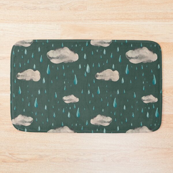 Item preview, Cloud rainy grey drop seamless pattern watercolor green designed and sold by Yana Mustafina | Boho Soulful Designs.