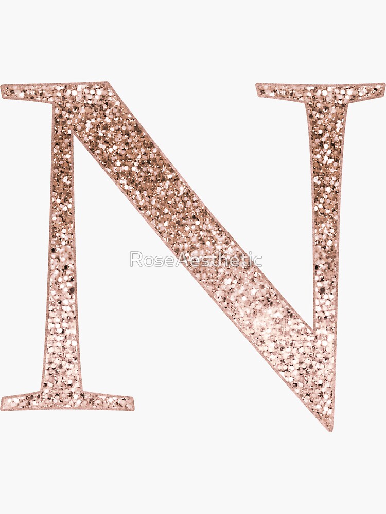 "N rose gold glitter monogram letter" Sticker for Sale by RoseAesthetic